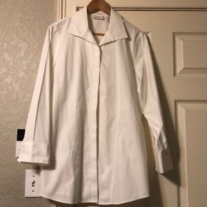 Crisp L/S white tailored oxford tunic never worn